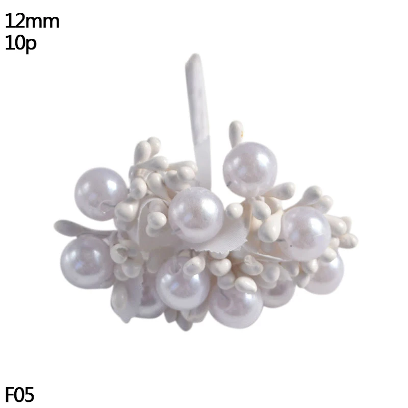 10pcs bead flower Рождественские украшения, белые смешанные гибридные цветы, вишня, тычинки, ягоды, набор, сделай сам, Подарочная коробка, венки, рождественские, свадебные, декоративные принадлежности - Цвет: 10pcs bead flower