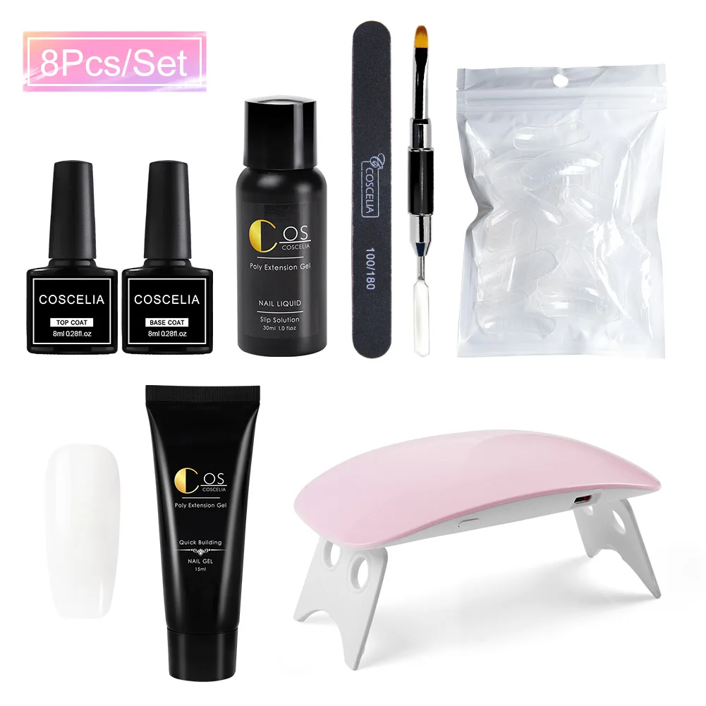 KIT 07 Набор для наращивания ногтей из твердого гелевого геля, маникюрный набор, набор для маникюра из полигеля 36 Вт, СВЕТОДИОДНЫЙ Набор для маникюра с лампой, набор для быстрого строительства - Цвет: KIT 07