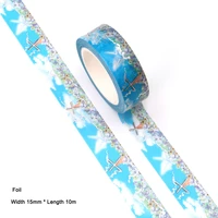 10pcslot 15mm10m foil windmill and flowers sea and washi tape masking tapes decorative stickers diy stationery school supplies