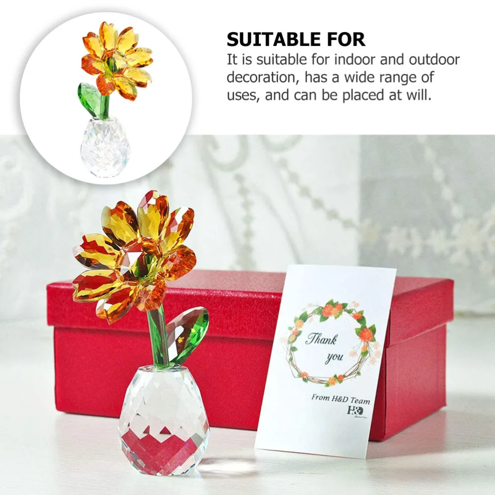 

1pc Creative Crystal Crafts Sunflower Figurine Sunflower Adornment Desktop Decor