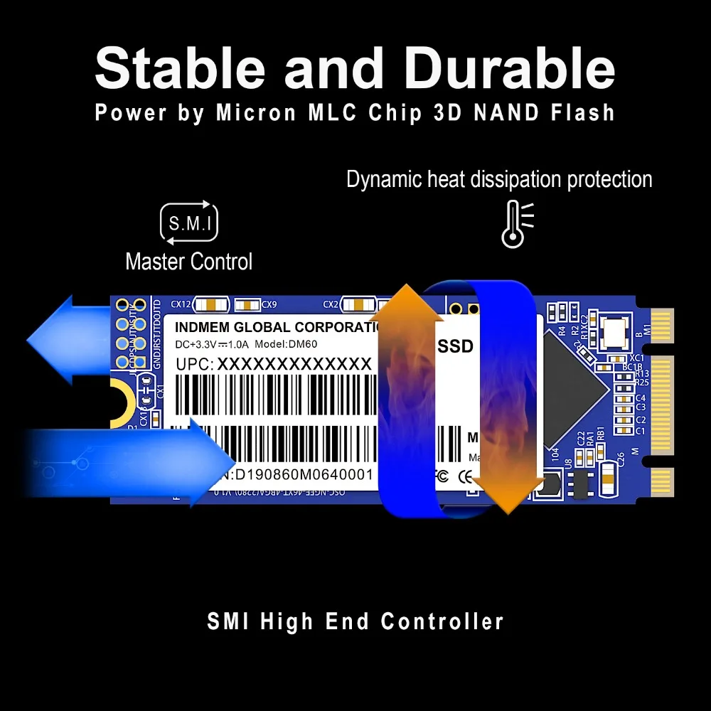 INDMEM MLC SSD M2 2260 SSD 256 ГБ/128 ГБ/64 ГБ M.2 2260 SSD M.2 твердотельный накопитель MLC Sata HD внутренний SSD 120 ГБ 240 ГБ жесткий диск