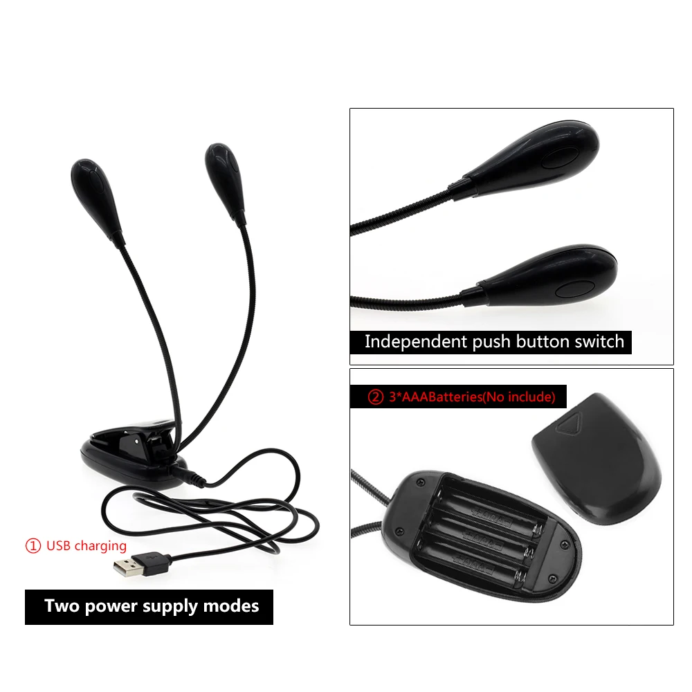 Двойной головкой USB светодиодный светильник книги гибкий затемняя настольная