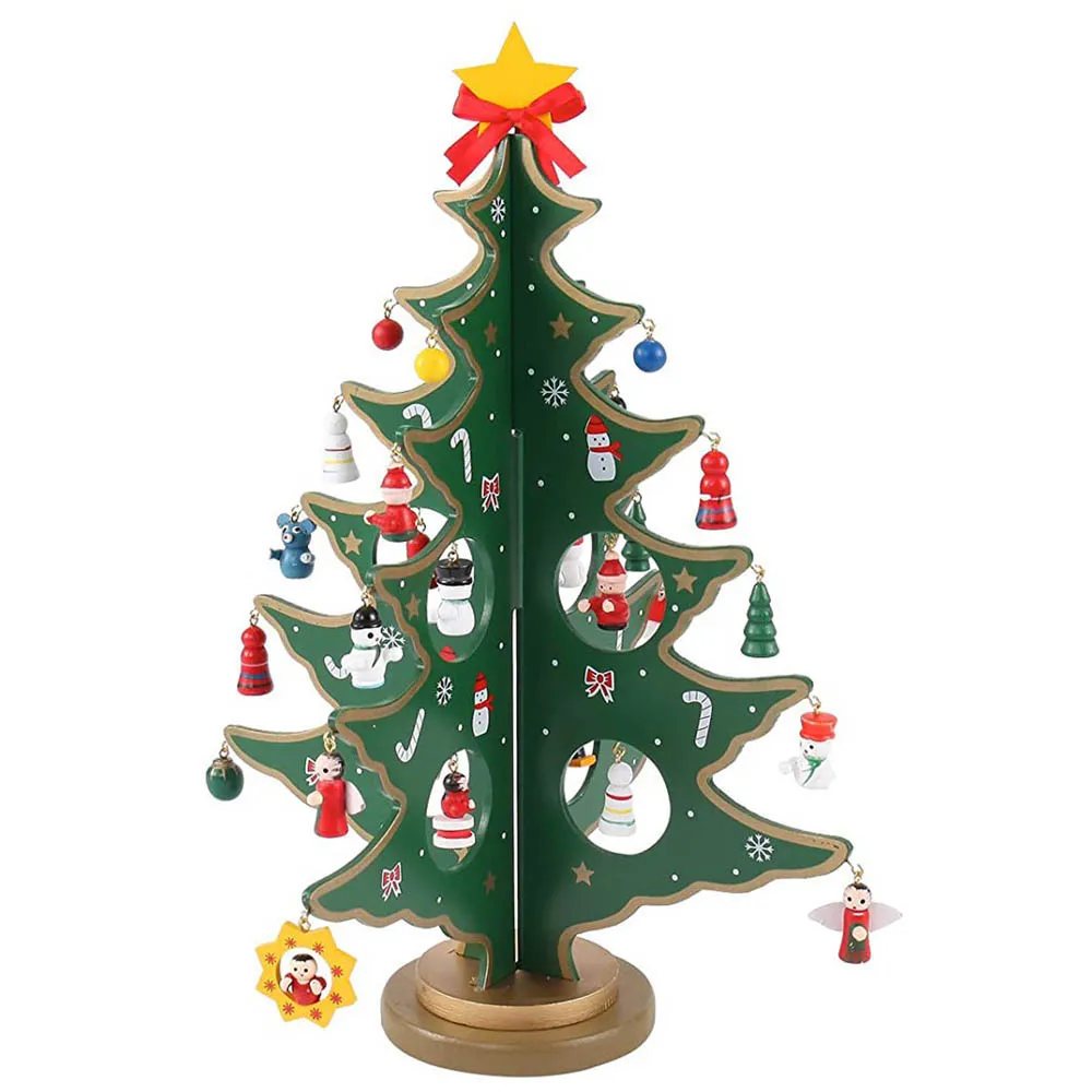 Деревянная Рождественская елка настольное украшение рождественские украшения