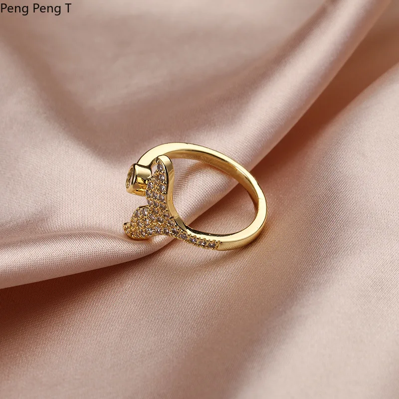 Женское кольцо на указательный палец стильное Открытое с хвостом русалки 2021 |