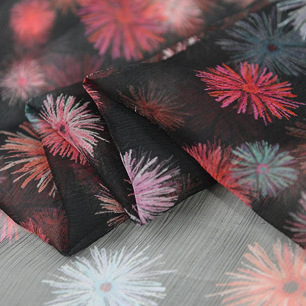 Модный дизайн принт 100% чистый шелк марля ткань жоржета шелковая SCG616 | Дом и сад