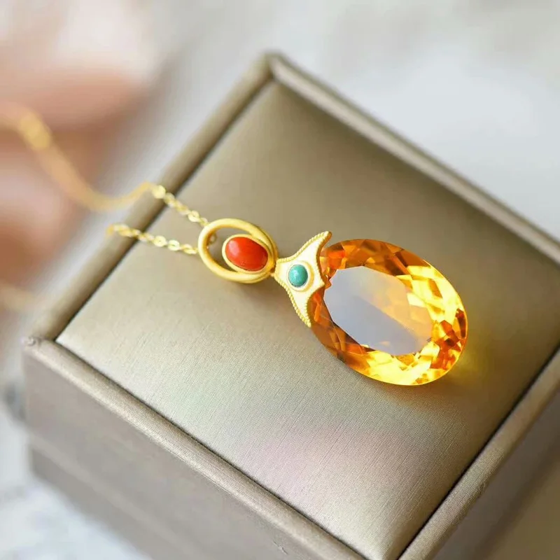 Цитриновые серьги LANZYO ювелирные изделия в подарок на день рождения из серебра 18*25