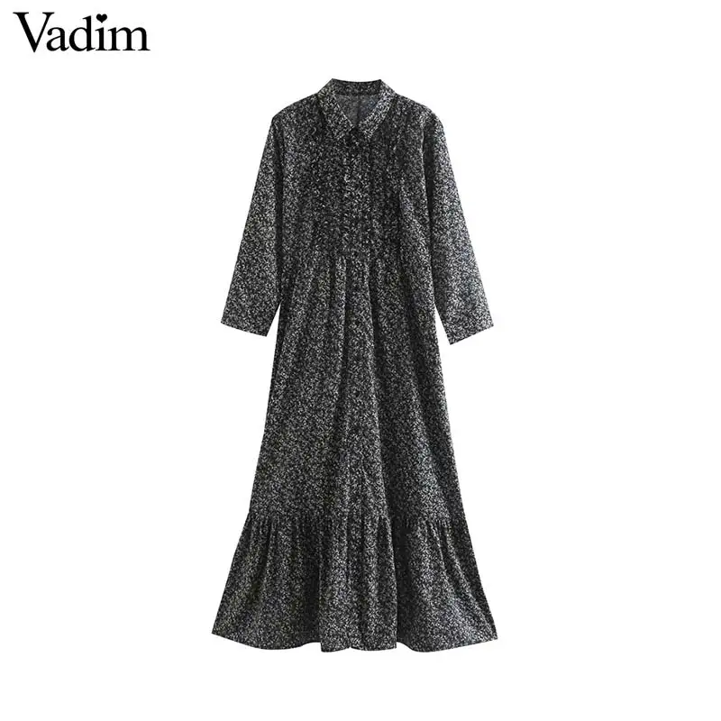 Женское платье макси Vadim повседневное стильное до щиколотки с длинным рукавом и