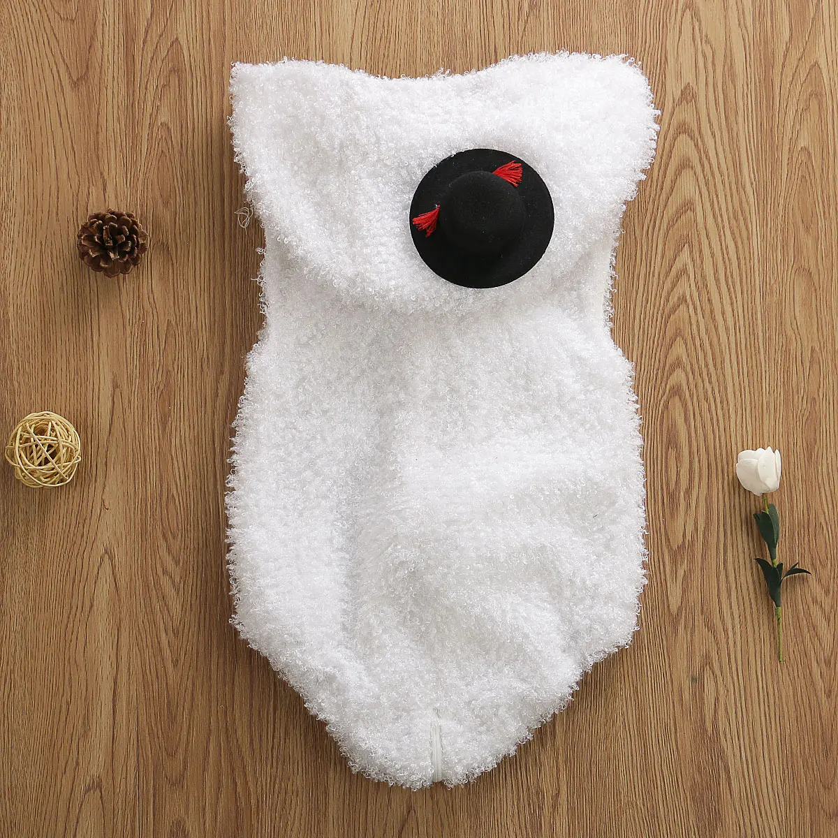 

Christmas Newborn Infant Baby Girl Boy Rompers Snowman Cosplay Costume Fur Hooded Zipper Romper Outfit