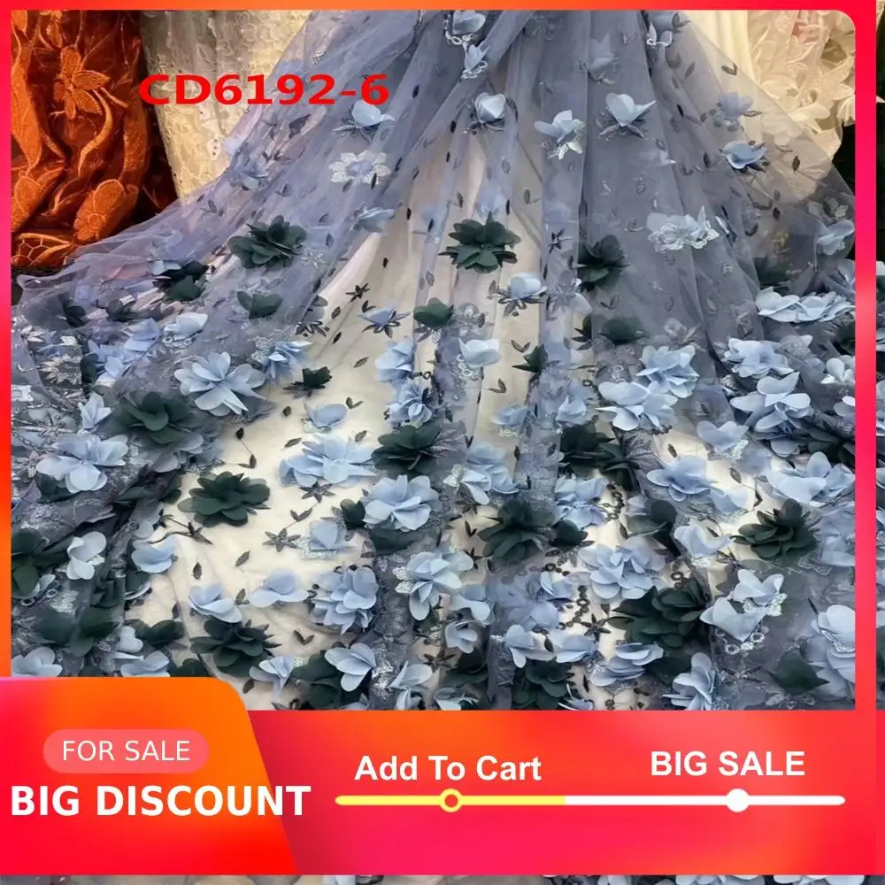 Новейшее красивое французское кружевное платье с вышивкой и объемными цветами