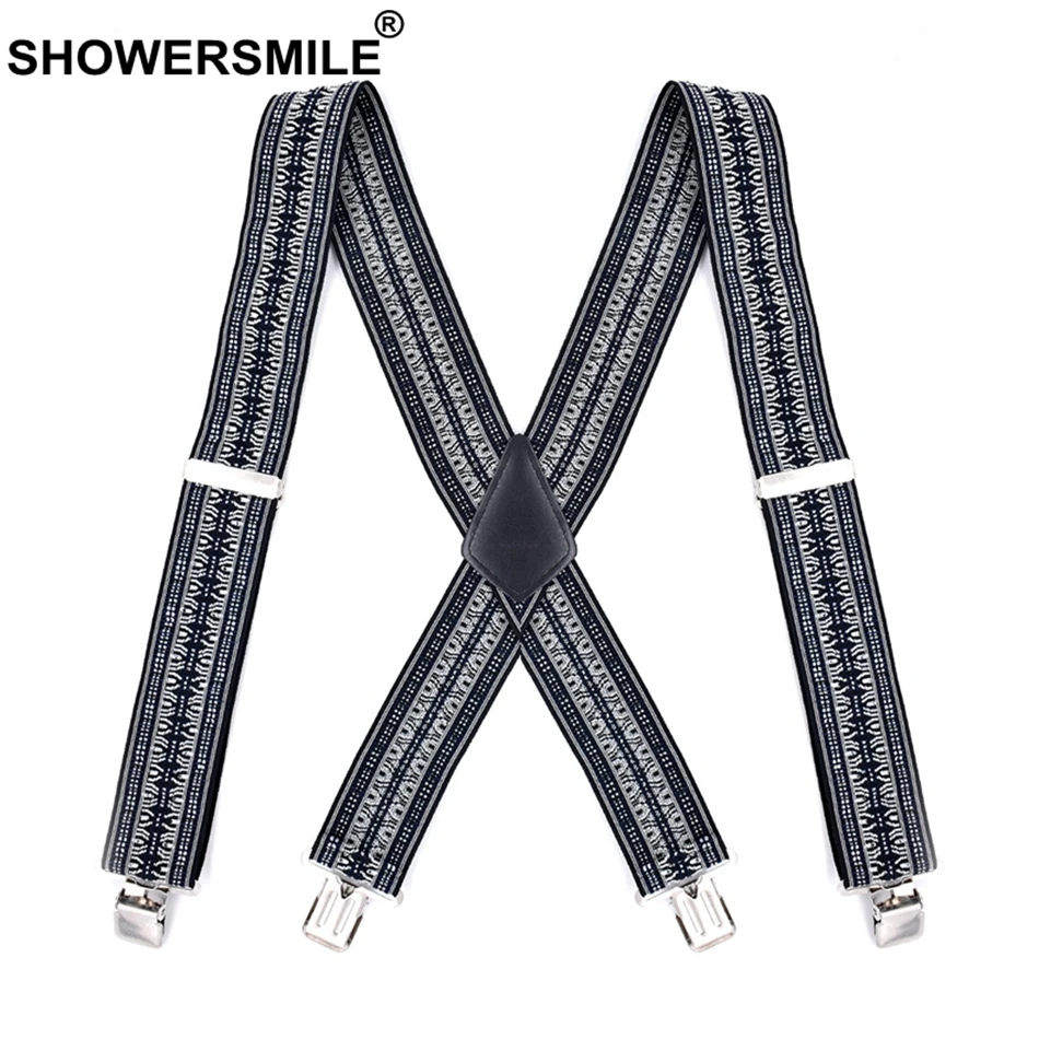 SHOWERSMILE винтажные подтяжки шириной 5 см 4 клипсы для брюк эластичные серые с