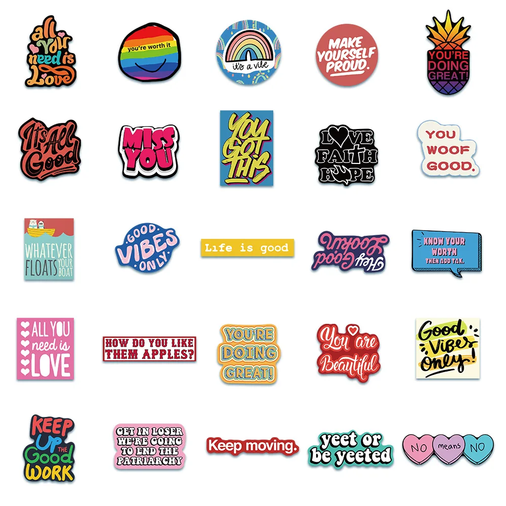 103050pcs motivational phrases sticker quotes sentences waterproof for laptop diary phone office study room graffiti decal toy free global shipping