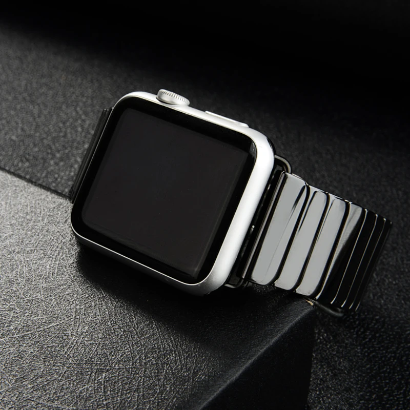 Ремешок керамический для Apple Watch Band 44 мм 40 42 38 браслет бабочка из нержавеющей стали