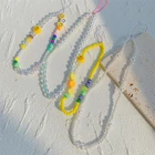 Женский ремешок для мобильного телефона с жемчугом и бусинами