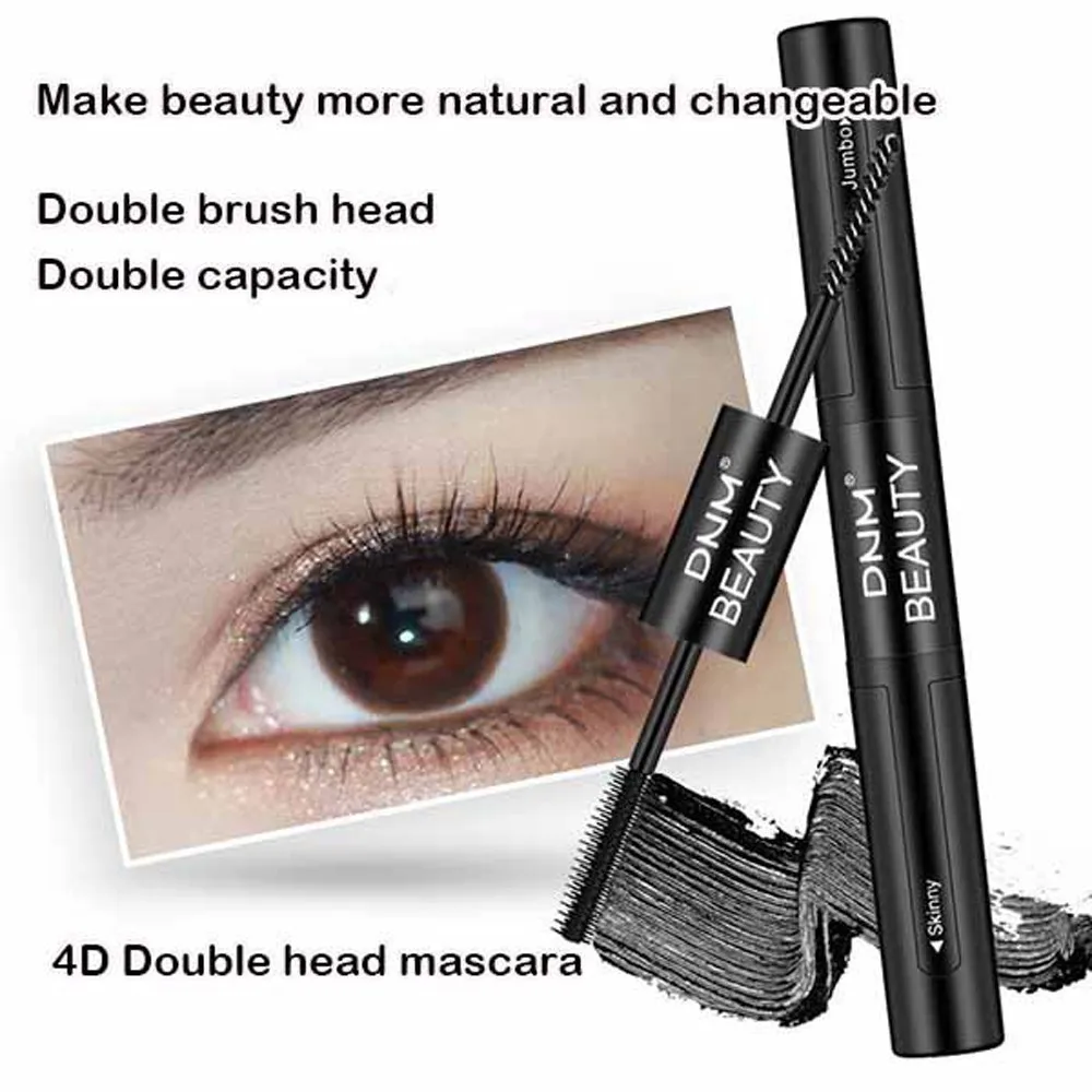 

4D Double Head Mascara Grafted Waterproof Warm Waterproof Eye Lashes Extension Silk Fiber Volume Curling Eye Mascara de cilios