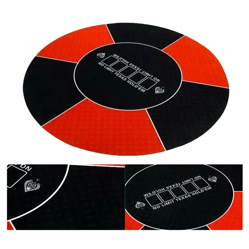 Texas Holdɾm Poker Layout Classic Red Black 120cm Rubber Table Cloth Round Mat Layouts | Спорт и развлечения