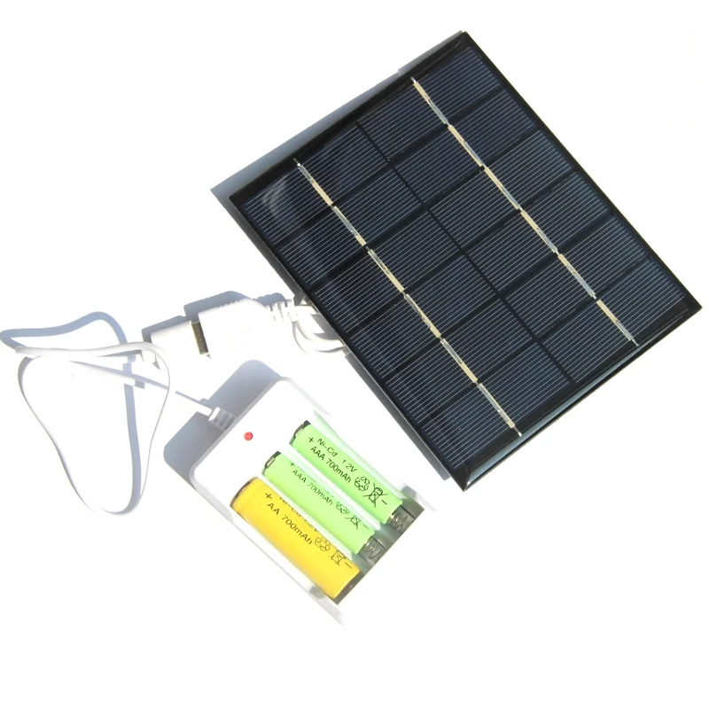 Солнечная панель BUHESHUI 2 Вт 6 в с батареями ААА/АА No. 5/7 солнечное зарядное
