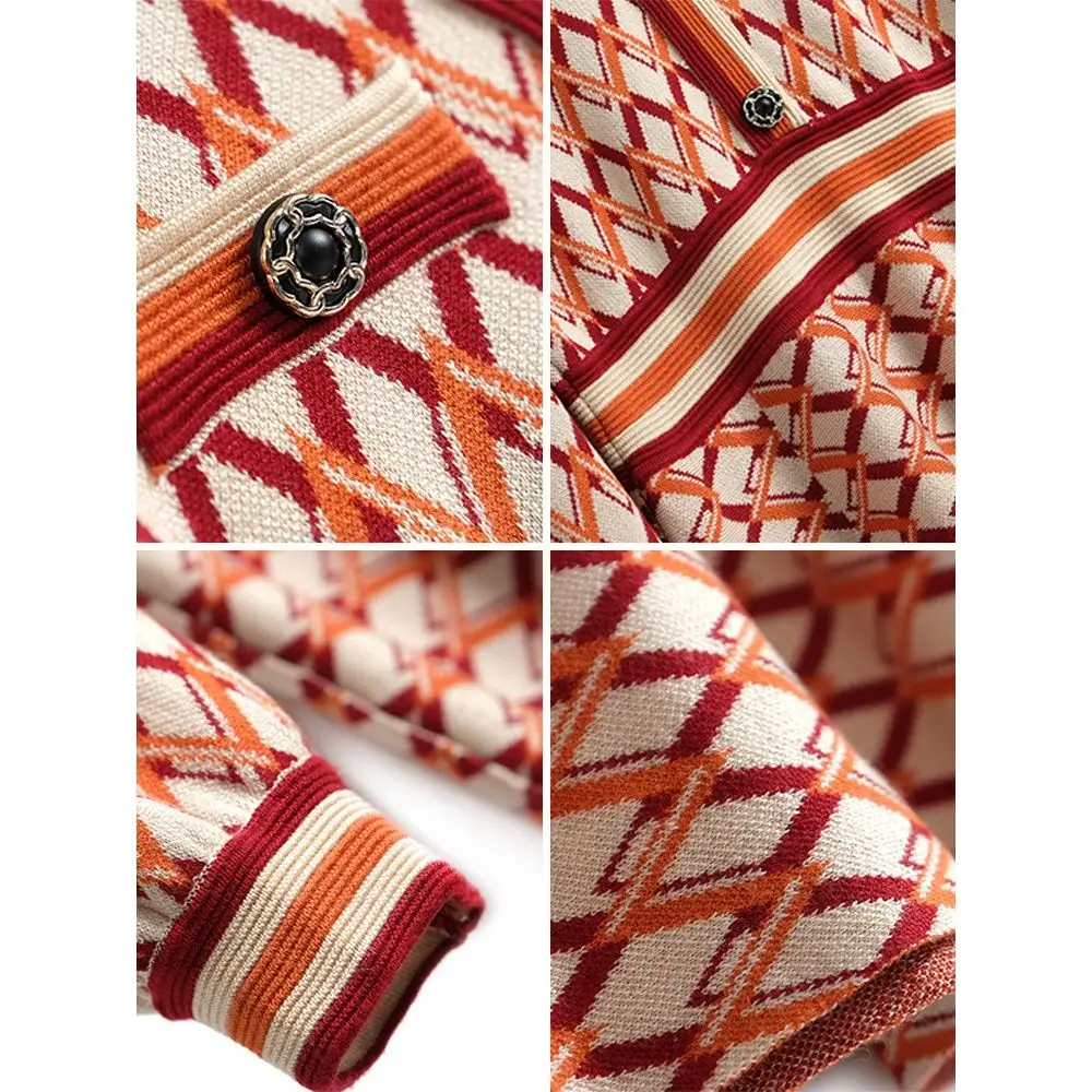 

Plaid Sweater Dress Spring Autumn Ladies Dresses Elegant Knitted Vestidos De Mujer Button Korean Dress Ropa Mujer Vestido