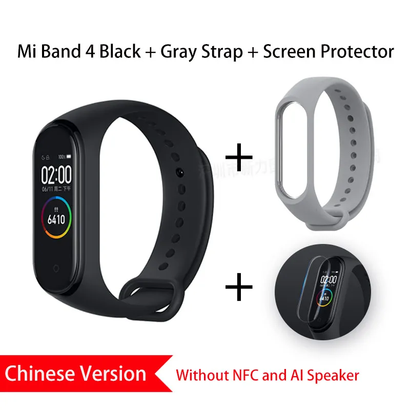 CN Gray Xiaomi Mi группа 4 смарт-браслет Цвет Экран активно-матричные осид сердечного ритма Водонепроницаемый спортивные Фитнес Bluetooth гарнитура глобальная версия - Цвет: CN Gray