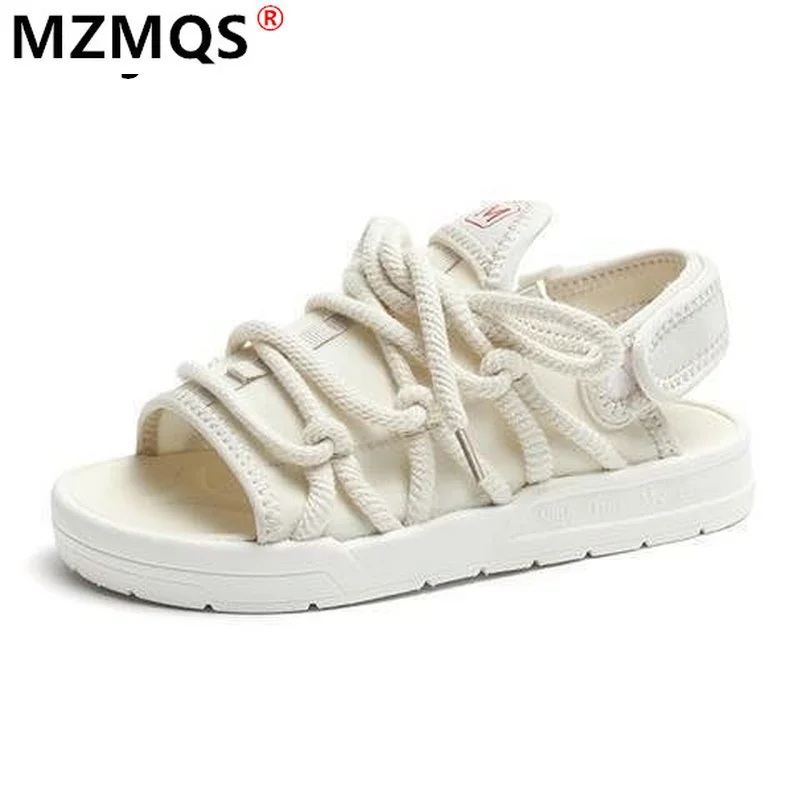 

2021 Women's Shoes Fashion New Sandals Lace-up Flat Shoes Open Toe Comfortable Outdoor Beach Shoes Summer Women's Casual Sandals