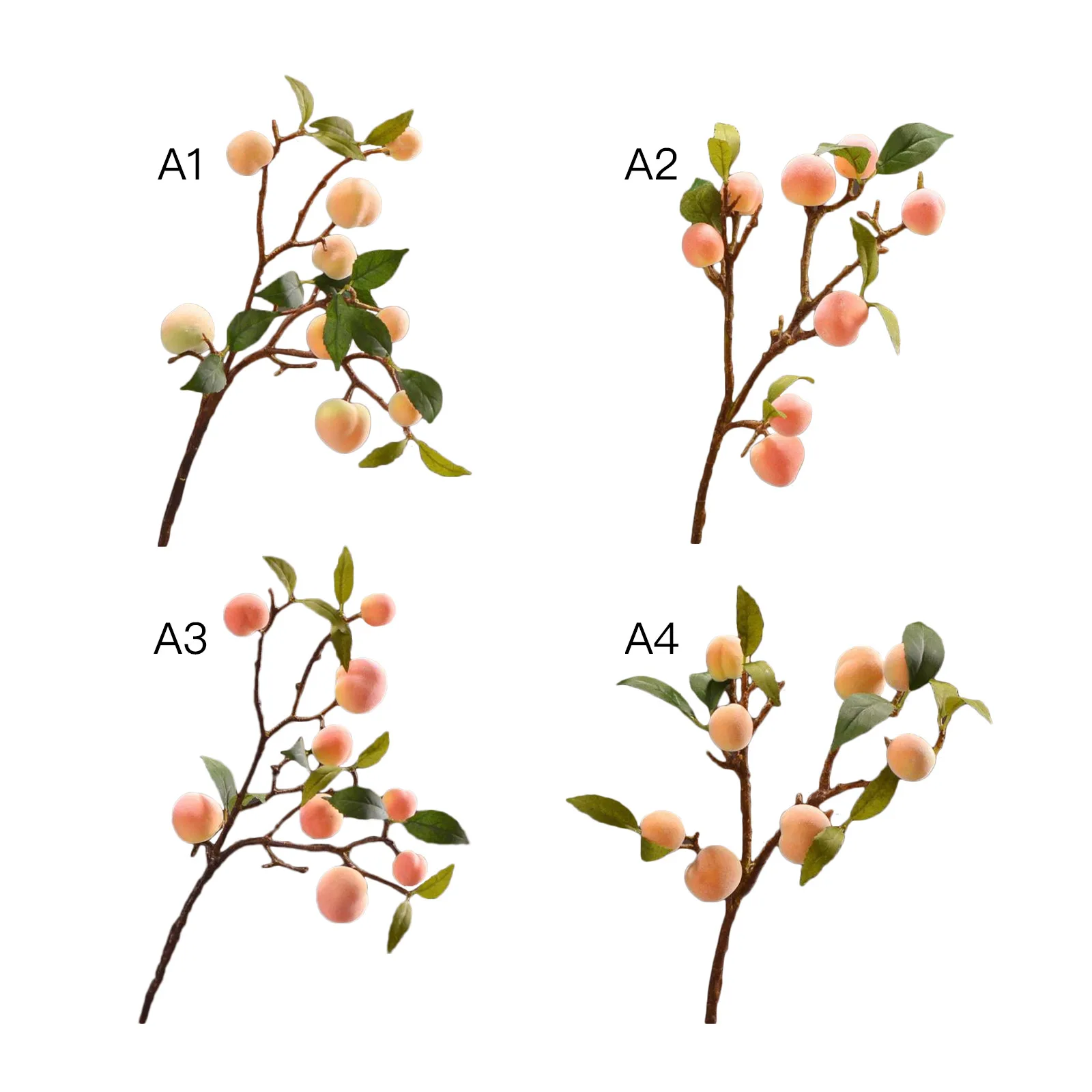 

Artificial Fruit Decorations Simulation Flower Peach Settlements Plastic 4 Head Chinese-style Pomegranate High-grade Ornaments