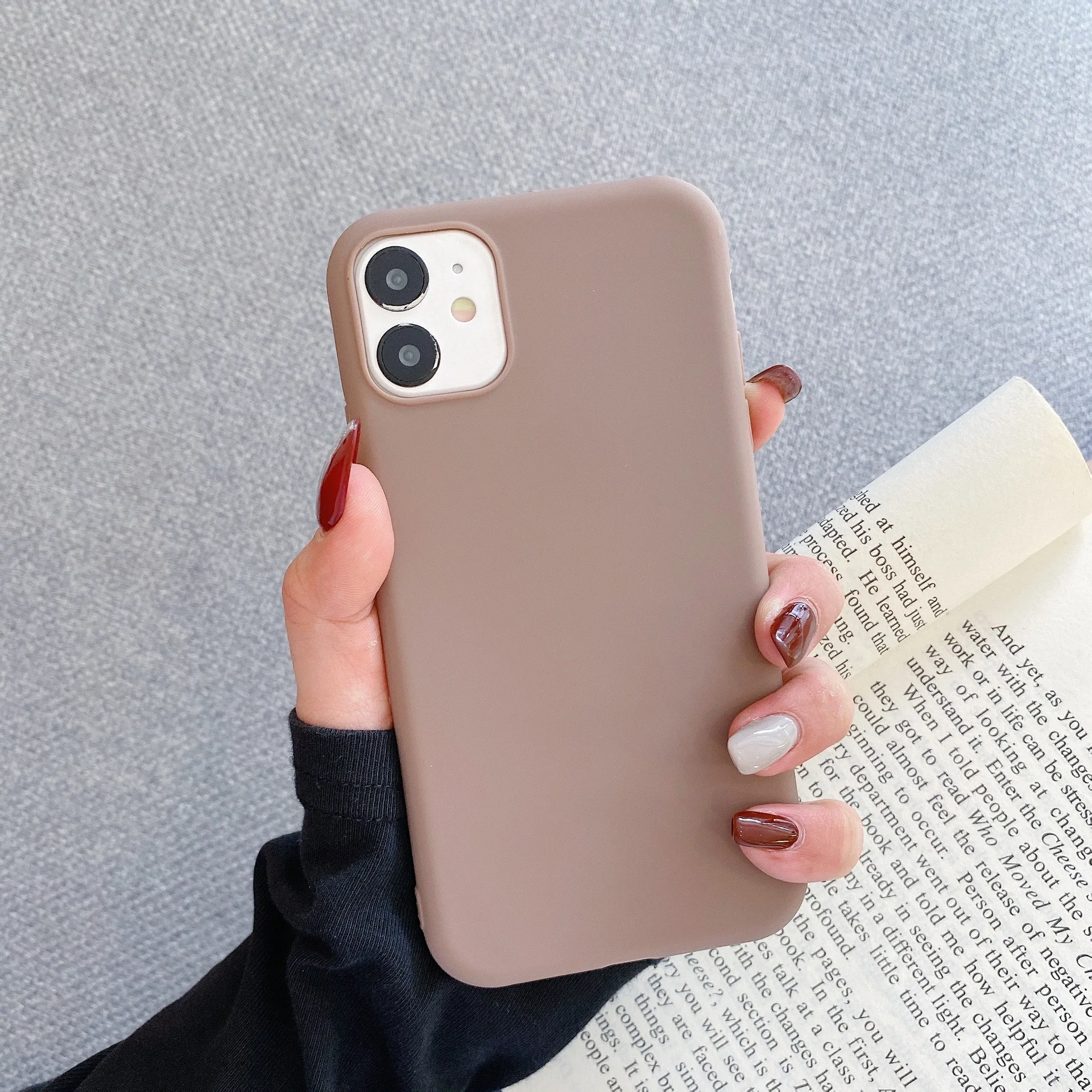 

For Iphone 11 12 Full Matte Solid Color Iphone X Xr Xs Straight Edge Fine Hole Tpu Soft Shell Phone Case