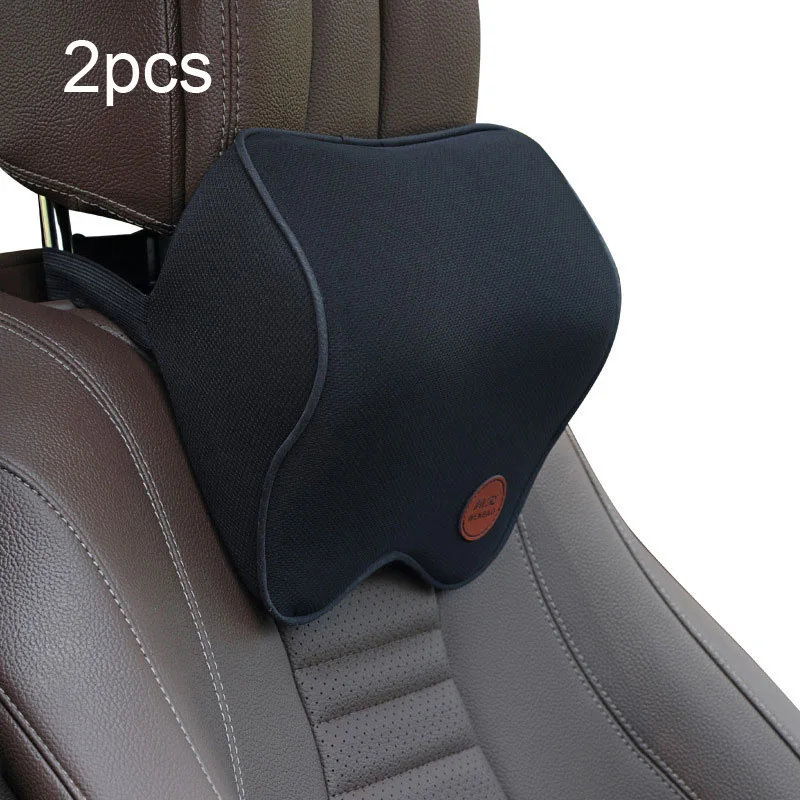 2pcs Full Black Автомобильная подушка для шеи и подголовника, подушка для автомобильного сиденья, подушка для головы, защита для шеи, автомобильное сиденье, подушка для шеи с памятью, хлопковые автомобильные аксессуары - Цвет: 2pcs Full Black