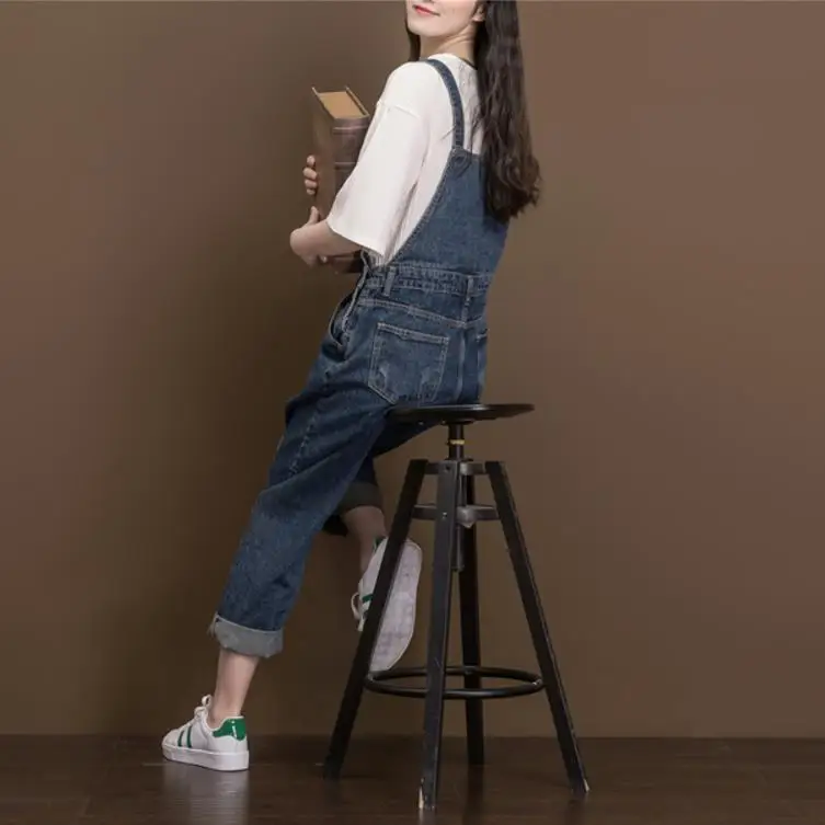 Комбинезон женский джинсовый повседневный винтажный свободный Ромпер из денима