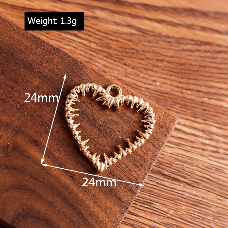 

20pcs 24*24mm Alloy Thorns Heart Charms for Earrings Pendants Necklaces Accessories DIY Jewelry Making Handmade Craft