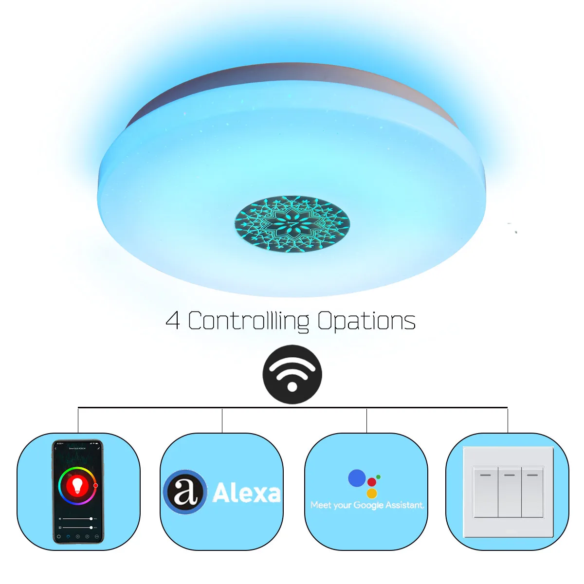 

2020 NEW Smart Modern Ceiling Light Wifi Voice Control Suitable For Lliving Room Bedroom Kitchen, Dimming Color LED Ceiling Lamp