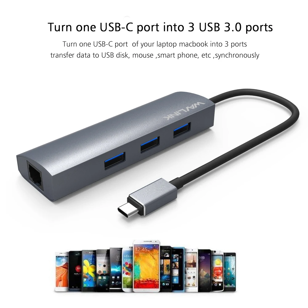 Wavlink Φ 3 0 с RJ45 Gigabit Ethernet алюминиевый адаптер стандарта USB Type C сетевая карта для MacBook