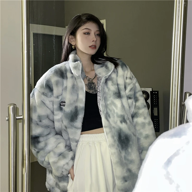 Зимняя уличная одежда в стиле Харадзюку сохраняющая тепло винтажная яркая