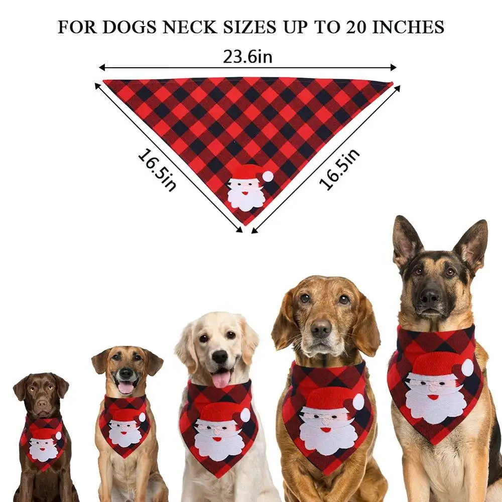 Рождественская клетчатая бандана для собак ручные Аппликации (Санта-Клаус и