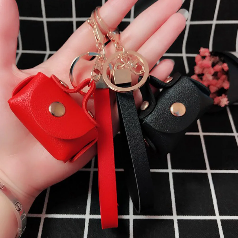 

Cute Kawaii Mini Bag Keychain Creative Keyring Women Car Purse Pendant Keychains Gift PU Leather Small Handbag Coin Purses