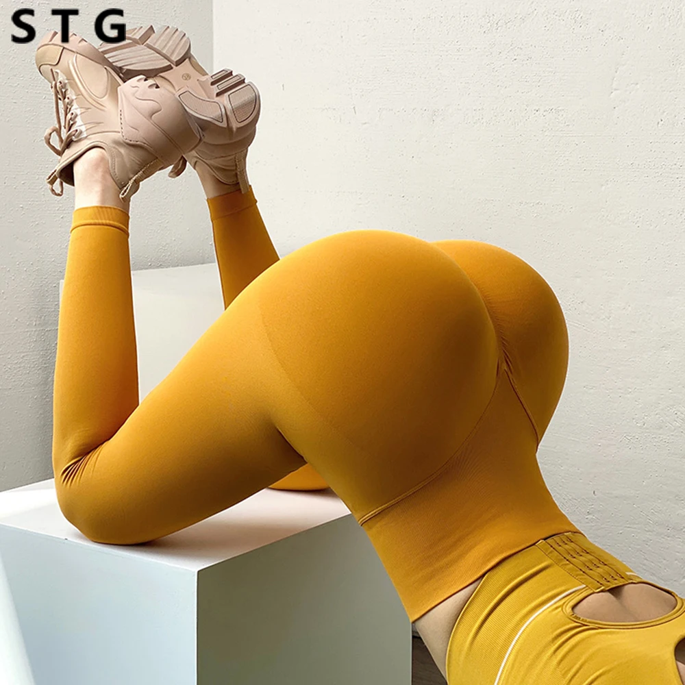 Бесшовные леггинсы штаны для йоги пуш ап спортивный Фитнес Для женщин с высокой