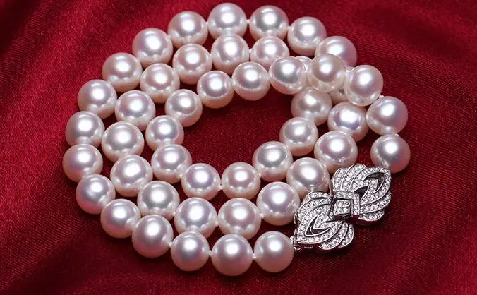 

classic 10-11mm south sea round white pearl necklace 18inch silver
