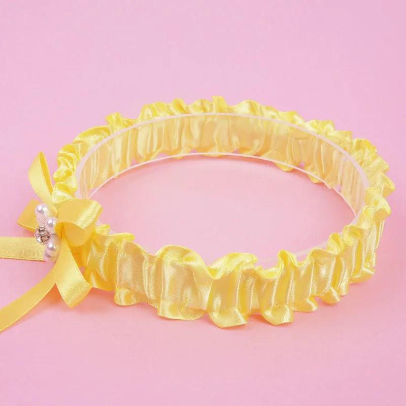 Yellow Single Bowknot Pearl Flower Rhinestone Bride's Garter Wedding Supplies Elastic Leg Ring | Женская одежда