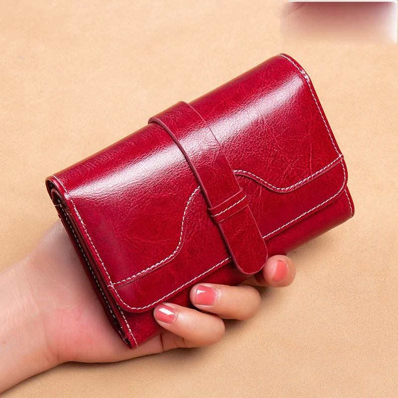 

High Quality Women's Genuine Leather Wallet Female Short RFID Anti Theft Card Holder Coin Purse Wallets for Women Fashion