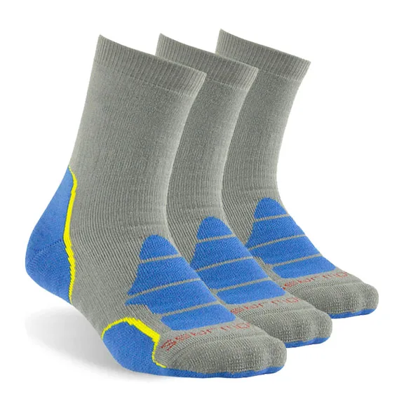 Носки из мериносовой шерсти, ZEALWOOD Athletic cushit Crew hiking& походные носки, 1/3 пар - Цвет: 3 pair gray blue