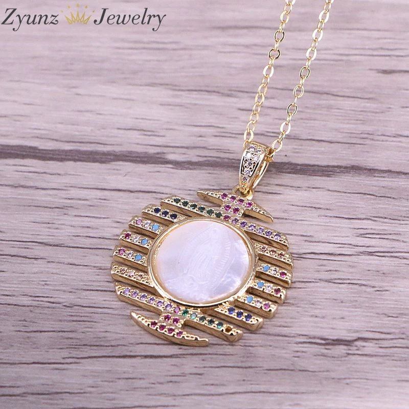 5 шт золотая радужная CZ микро паве Религиозные ювелирные изделия перламутровая