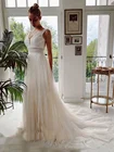 Свадебное платье в богемном стиле, шикарное пляжное, уличное, кружевное, из Мягкого Тюля, на заказ, платье невесты