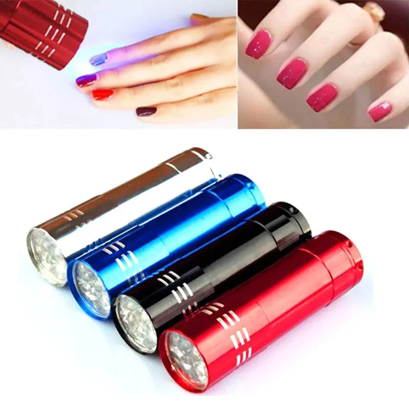 

New Fast Nail Dryer Mini Gel Curing Lamp Flashlight Nail Polish Cure Light 9 Led Uv Light Portable Fast Drying Manicure Tool
