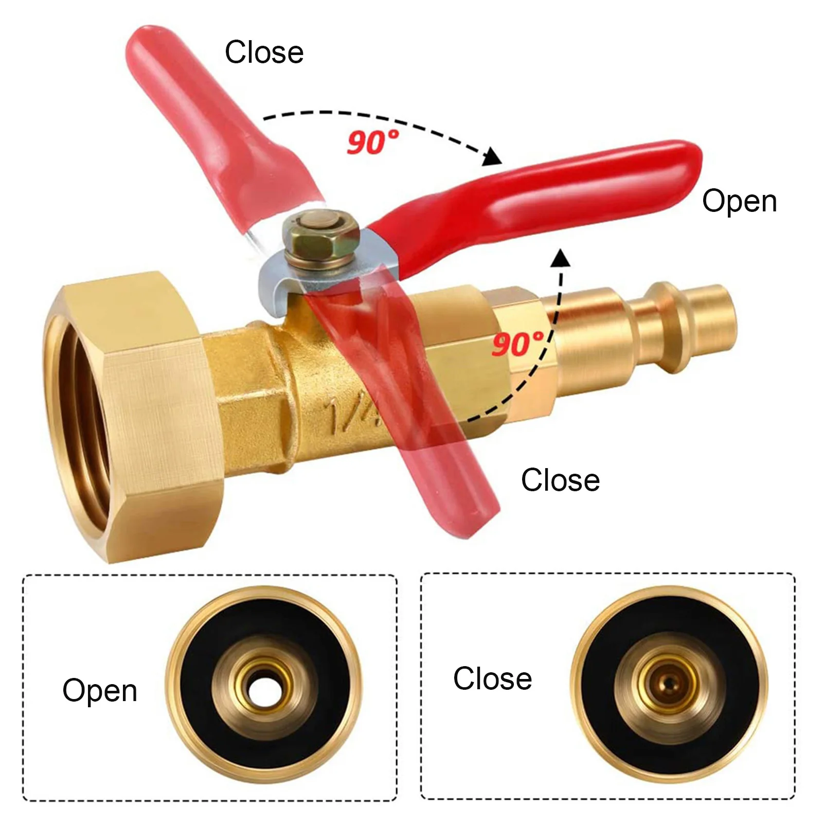 

Winterizing Quick Adapter With Ball Valve Easy To Use GHT Thread Air Compressor Durable 2pcs Copper Pipe Fitting Coupler Adapter