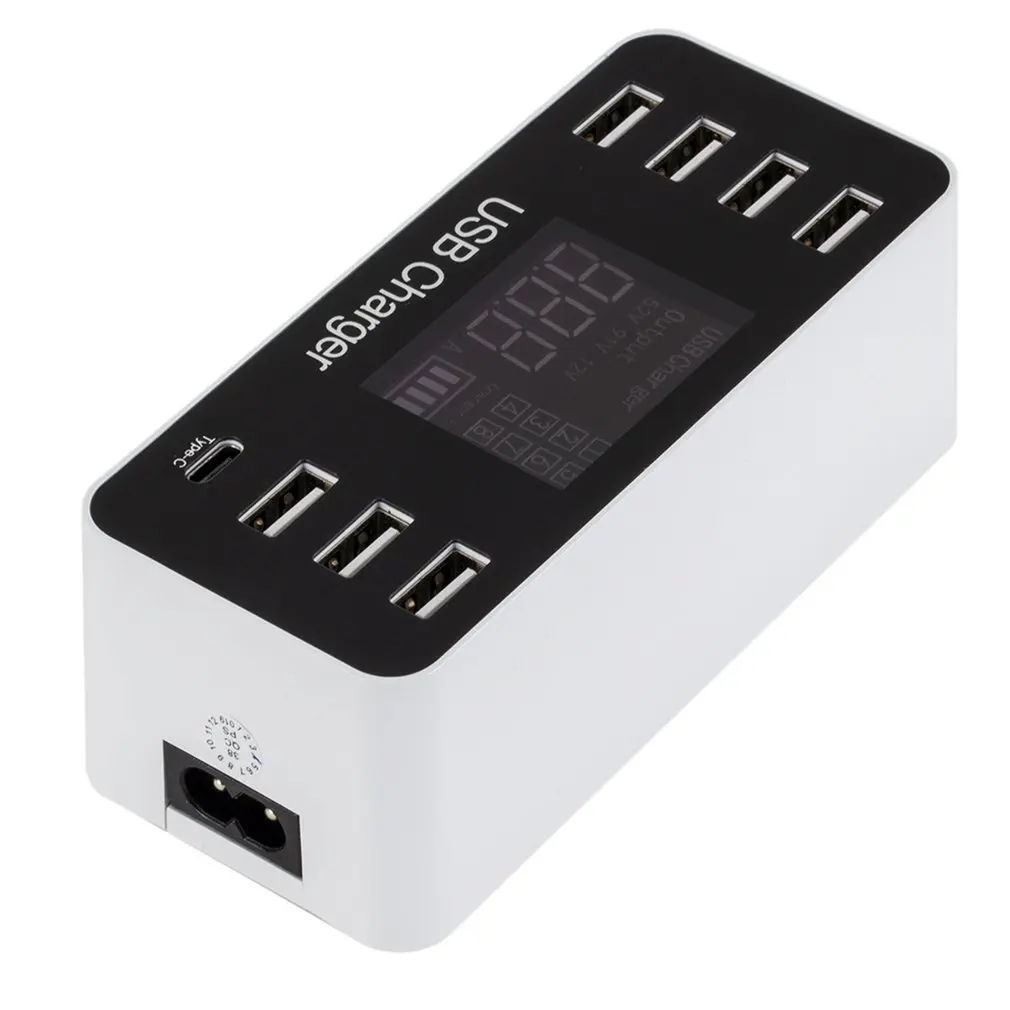 

8-port Usb Mobile Phone Charger Lcd Digital Display 5V 8A 40W Compatible Universal Intelligent Multi Socket Jack