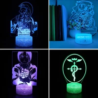 fullmetal alchemist anime 3d light for room edward alphonse elric led for night light decor manga 3d table desk lamp kids gifts