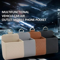 c multi function car air outlet pocket with hook mobile phone hanging bag travel storage box leather container cup holder pocket