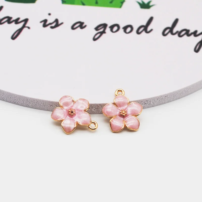 Модные ювелирные украшения шармы с цветами сакуры эмалированные для рукоделия
