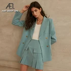 Блейзер Женский хлопковый двубортный, голубой, розовый, демисезонный