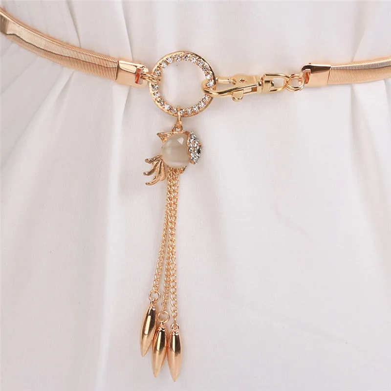 Золотые серебряные ремни для женщин модные лисички золотые рыбки пояс подходит