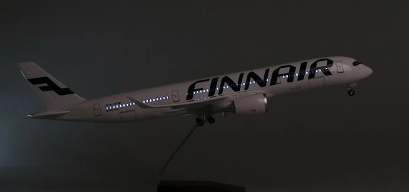 В наличии 47 см 1/142 A350 FINNAIR авиалайнер самолет модель с светодиодный светильник
