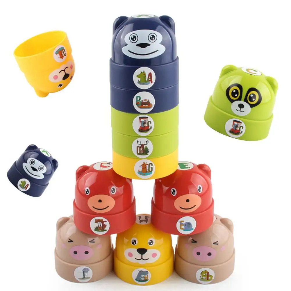 

10pcs Educational Puzzles Kids Toys Child Letters Stacking Cups Toy Tower Bathing Toys Children Early Intelligence Alphabet Toy